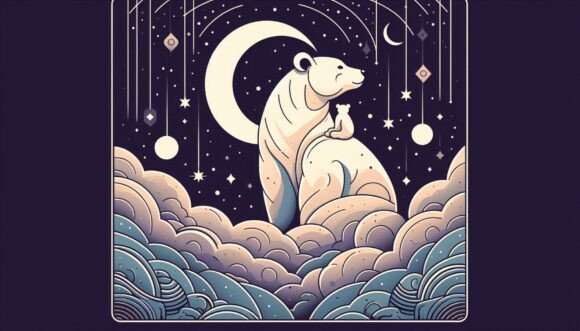Download Bear Under a Dreamy Art Nouveau Night - Dreamy art Collection