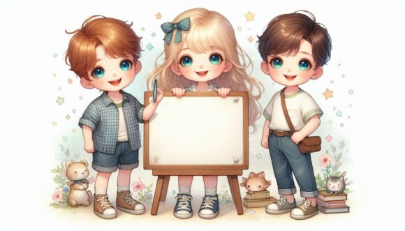 Download Kids Posing with a Board Dreamy Art - Dreamy art Collection
