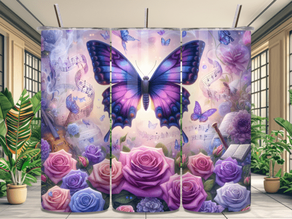 Download Butterfly Roses Dreamy Art Tumbler Wrap - Dreamy art Collection