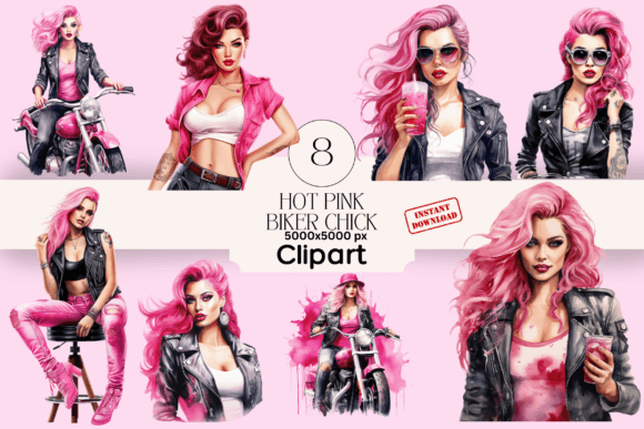 Download Hot Pink Biker Chick Clipart - Premium Resources