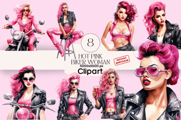 Download Hot Pink Biker Woman Clipart - Premium Resources