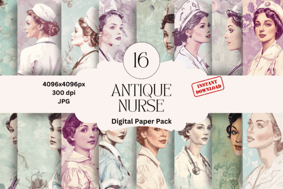 Download Vintage Nurse Digital Papers PNG - Premium Resources